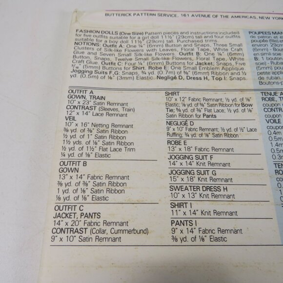 Butterick 3569 Sewing Pattern BARBIE Clothes UNCUT 11.5" tall dolls - Picture 8 of 9